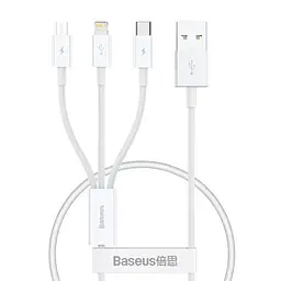 USB Baseus Superior Series Fast Charging Data Cable USB для M+L+C 3.5A 0.5m Белый P10320105221-01