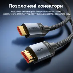 Кабель HDMI Vention ALVHH 2.2 16K 60 Гц 2 м сірий (ALVHH) - мініатюра 3
