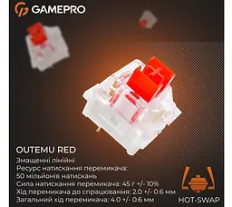Клавіатура ігрова механічна GamePro GPMK-160-BL Warden Genesis Red Outemu Swithes Hot-Swap White-Blue - мініатюра 9