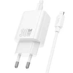 МЗП Hoco N62 Gentle PD30W (1USB-C) + кабель Type-C to Lightning White - мініатюра 2