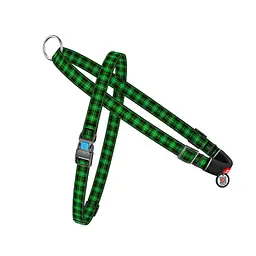 Шлея для собак швидкознімна Waudog Nylon з QR паспортом, малюнок Шотландка зелена, пластиковий фастекс, L, Ш 25 мм, А 60-80 см, 70-100 см