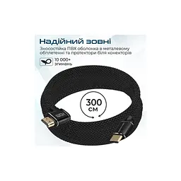 Кабель мультимедійний HDMI M to HDMI M 3.0m V2.0 90° corner Promate (prolink4k1-300.black) - мініатюра 3