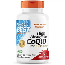 Натуральна добавка Doctor's Best CoQ10 200 mg with BioPerine 180 вегакапсул