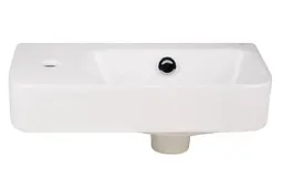 Комплект Qtap Tern: Раковина підвісна прямокутна ліва 450х250х158 мм White + Донний клапан PU02O (QT17115117LWN47327) - мініатюра 3