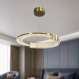 Кільцева підвісна LED-люстра Artlight 561/600 з прозорим скляним декором, латунь, 75 Вт, від 13-20 м²