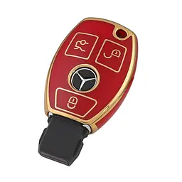 Чохол ключа Mercedes-Benz червоний+золота окантовка (3 кнопки) TPU
