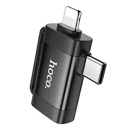 Перехідник Hoco UA31F OTG 2in1 Lightning male/Type-C male to USB female Black - мініатюра 3