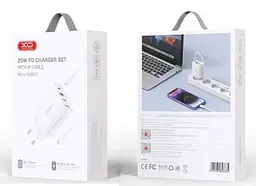 Сітчастий зарядний пристрій XO L120 3USB-A/USB-C PD&QC3.0 20W 3A with Lightning-Type-C cable Білий - мініатюра 2