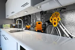 Кухонний фартух Жовтий Кеб для кухні наклейка ПВХ Сірий Лондон 60х250 см Happy Pocket Z180452 - мініатюра 6