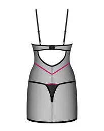 Пеньюар Obsessive Novenes chemise & thong, M/L, обтислий, прозорий, зі стрепами, стрінги в комплекті - мініатюра 5