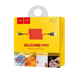 Дата кабель Hoco X21 Silicone Type-C Cable 1 м Чорний / Червоний - мініатюра 6
