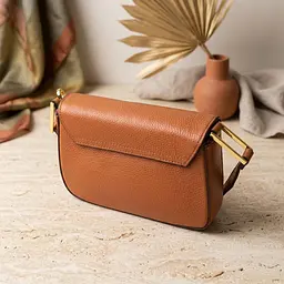 Модна сумка з жорстким каркасом з натуральної шкіри Vintage 22390 коричнева - мініатюра 5