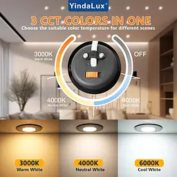 Вбудований світлодіодний прожектор, 5W 500LM стельовий прожектор 3000 K 4000 K 6000 K 6000 K Dimmable IP44 Водонепроникний прожект - мініатюра 2
