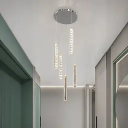 Каскадна хромована LED люстра Artlight 622/5CH на 5 прозорих кришталевих підвісів 95W