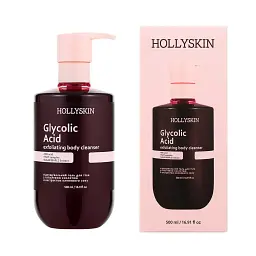 Відлущувальний гель HOLLYSKIN Glycolic Acid для очищення тіла з гліколевою кислотою й екстрактом кленового соку, 500 мл