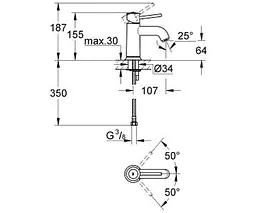 Змішувач для умивальника Grohe Bau Classic 23162000 Хром - мініатюра 2