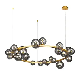 Люстра Levistella 918LP267-24 DDG+BK, 24 плафона G9, метал, скло, золотий, чорний, сучасний стиль, потолочна