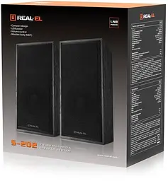 Колонки 2.0 S-202 Black, 2 x 3 Вт, USB, mini-jack 3.5 мм REAL-EL teh0029060 - мініатюра 7