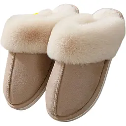 Жіночі домашні капці з хутром Slippers теплі м’які закриті тапочки для дому 42-43 бежевий KT8003824
