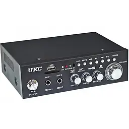 Підсилювач звуку Bluetooth 4,0 USB/SD/FM/MP3 120W+120W 2х канальний з пультом стереопідсилювач для колонок з караоке 220V та 12V UKC AK-688BT - мініатюра 8