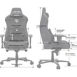 Геймерське крісло Anda Seat Novis Plus XL тканинне темно-сіре (AD23YC-XL-01-GB-F-G04) [167630] - мініатюра 9