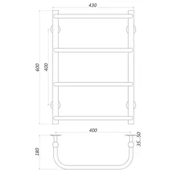 Рушникосушарка UNIO LS W 600-400-4 Драбинка Скоба (20875) - мініатюра 5