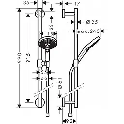 Душовий набір Hansgrohe Raindance Select S 120 3jet 90 см EcoSmart 9 л/хв 26323000, Хром - мініатюра 2