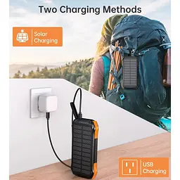 Батарея універсальна Choetech 10000mAh, 5V/2.1A, solar panel, Qi-5W, Black-Orange (B659-OR) - мініатюра 7