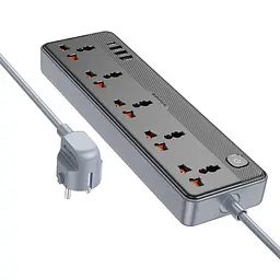 Мережевий подовжувач Borofone BAC5A Lord 5 position socket(PD20W/1C3A)(EU) чорний - мініатюра 2