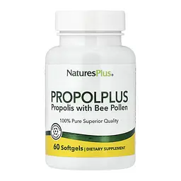 Прополіс та бджолиний пилок Propolplus, Propolis with Bee Pollen 60 мʼяких капсул