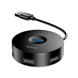 Мультипортовий адаптер USB Хаб Baseus Round Box 1 USB3.0 + 3 USB2.0 CAHUB-F01 Black - мініатюра 3