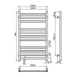 Рушникосушка водяна Onlyheat Vesta 500/900/11, Хром - мініатюра 2