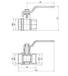 Кран кульовий Thermo Alliance Base 1" ВВ прямий, PN40, важіль SD600W25 - мініатюра 8