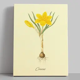 Інтер'єрна картина Ботанічна ілюстрація, Crocus, ботаніка, інтер'єрний декор, 60×45 см (id7153)
