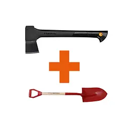 Набір Fiskars: Сокира теслярська Fiskars Solid A10 + Лопата садова штикова Fiskars Classic FSC