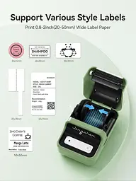 Принтер етикеток стікерів Niimbot B21 Green, термопринтер | + рулон етикеток (230 шт) - мініатюра 6