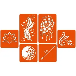 Набір кольорової хни з трафаретами для біо-тату Fresh Tattoo №3 v2 color-henna-set-03 v2