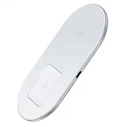 Зарядний бездротовий пристрій Baseus WXJK-C02 Simple 2in1 Wireless Charger Pro Edition Білий - мініатюра 4