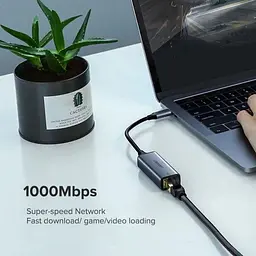 Мережева карта Ugreen 30287 Usb 2.0 Type C 10 / 100Mbps Ethernet Adapter 110mm (чорний) (30287) - мініатюра 2