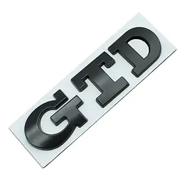 Емблема напис GTD для Volkswagen чорна 84х23 мм метал (на скотчі)