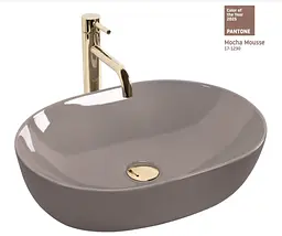 Умивальник Rea Lisa накладний 49x35 см beige shiny REA-U6380 - мініатюра 5