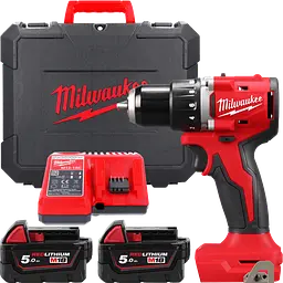 Дриль-шуруповерт акумуляторний безщітковий MILWAUKEE, M18 BLDDRC-502С, 60.5Нм (ЗУ, 2х5Аг, кейс) - мініатюра 3
