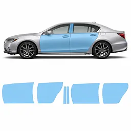 Антигравійна захисна бронеплівка за лекалами для Acura RLX I facelift 2018-2020 - зони дверей і стійки вікон