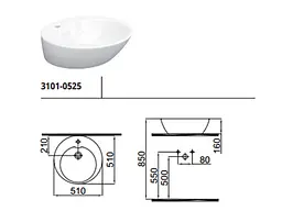 Раковина Idevit Alfa 51x51 3101-0525, Білий - мініатюра 2