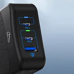 Зарядний пристрій 3xUSB 65W 2xUSB-C,USB-A PD QC 3.0, чорний Media-Tech - мініатюра 3
