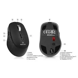 Мишка REAL-EL RM-380W Wireless Black (EL123200057) - мініатюра 10