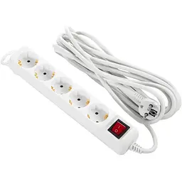 Мережевий подовжувач 2E 5XSchuko з вимикачем,5м, white (2E-U05ES15M5)
