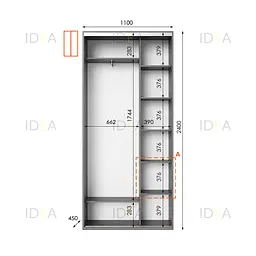 Шафа-купе Idea серія 1 110 x 45 x 240 см Венге темний Дзеркало - мініатюра 2