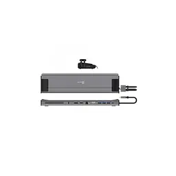 Порт-реплікатор J5create Dock-Station USB-C 10Gbps, 12-in-1 (слот M2 NVMe/хаб/HDMI/DP/PD/картрид/LAN) (JCD552-N) - мініатюра 3