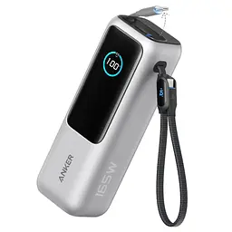 Батарея універсальна Anker 25000mAh, 165W, PD/3/0, QC/3/0, Built-In Double USB-C Cables, silver (A1695H41) - мініатюра 1
